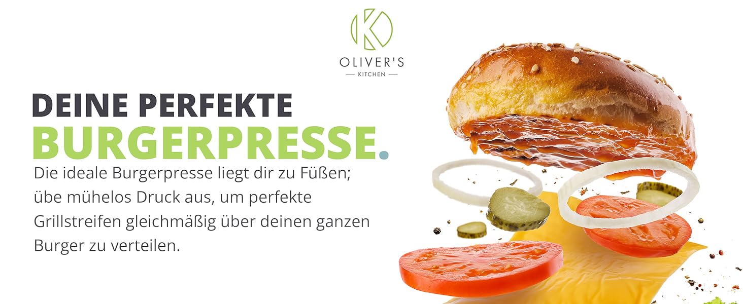 Преміум прес для бургерів Oliver's Kitchen® з чавуну для соковитих котлет та BBQ
