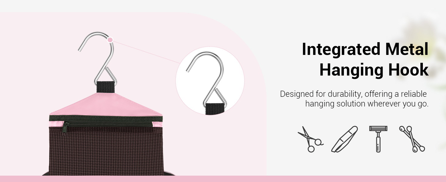 Сумка для косметики Maliton з підвішуванням, водонепроникна | Велика дорожня сумка для подорожей, ділових поїздок, спорту, плавання | Косметичка для жінок та чоловіків з 4 відділеннями, складна та компактна (Рожева)