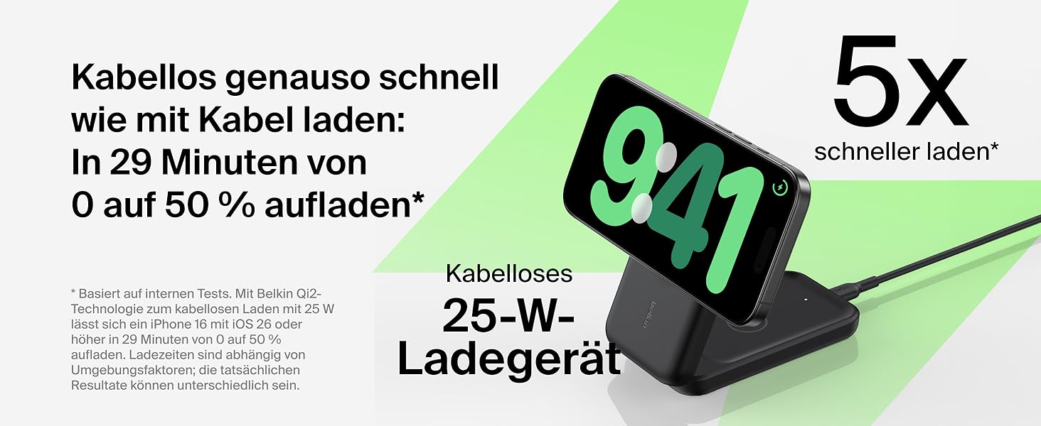 Зарядний станція Belkin UltraCharge 3 в 1 з Qi2.2, 25W, сумісна з MagSafe, для iPhone, AirPods, Apple Watch, Pixel, з адаптером 45W - Чорний