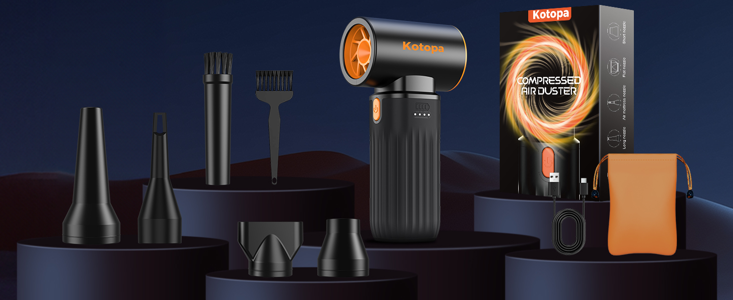 Електричний пилосос для повітря, 3 швидкості, 200000 обертів/хв, акумулятор 8000 mAh, тихий, для чищення ПК, клавіатур, авто та зовнішнього використання (чорний)