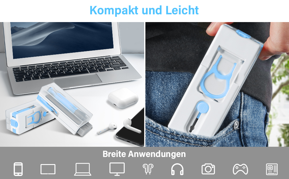 Набір для чищення клавіатури Alyvisun 11 в 1: для ноутбука, навушників, планшета, телефону, комп'ютера (блакитний)