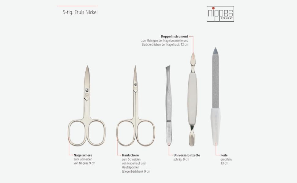 Набір для манікюру Nippes Solingen Premium Line, 5 предметів, нержавіюча сталь, шкіряний чохол (світло-коричневий), виготовлено в Німеччині