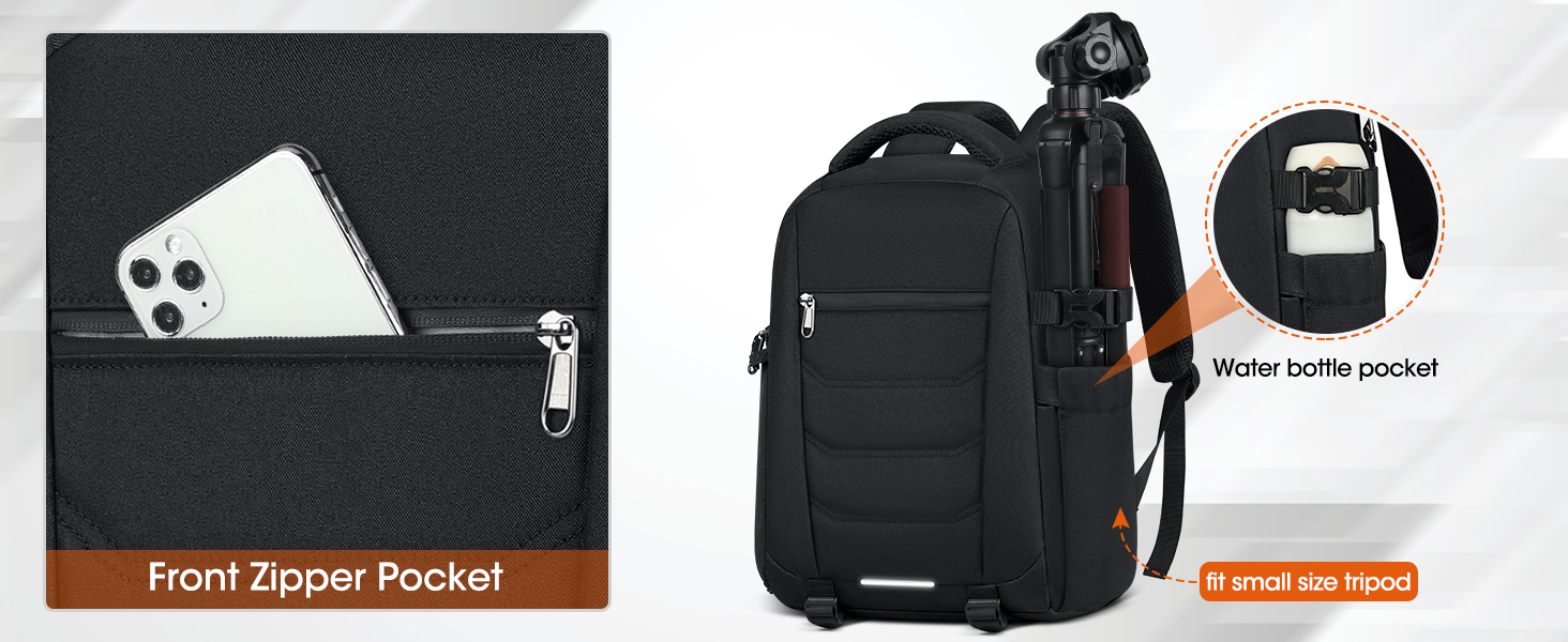Рюкзак для фотокамери RAINSMORE – великий рюкзак для фотокамери, сумісний з Nikon, Canon, Sony, з відділенням для ноутбука 15.6 дюймів, чорний