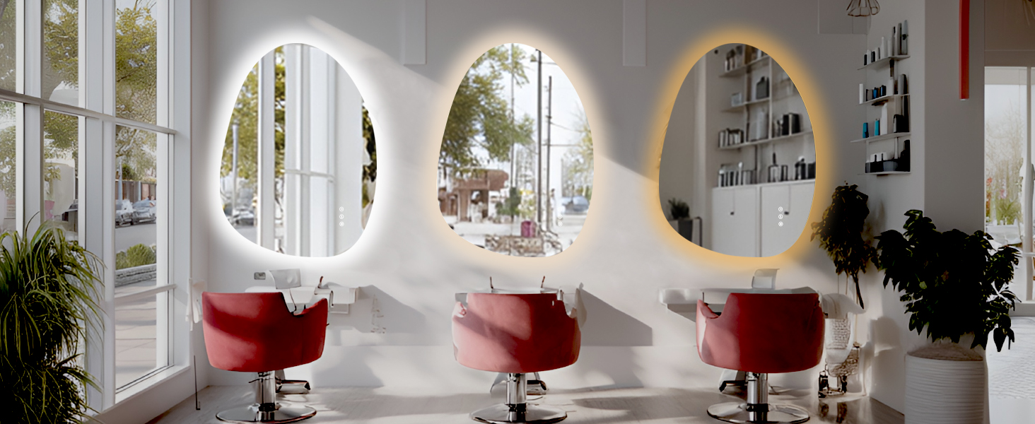 Дзеркало з підсвічуванням Asymmetrischer LED 75x55 см з сенсорним вимикачем – антизапар, 3 кольори світла, регулювання яскравості та функція пам'яті, чорний (горизонтальне/вертикальне), без рамки