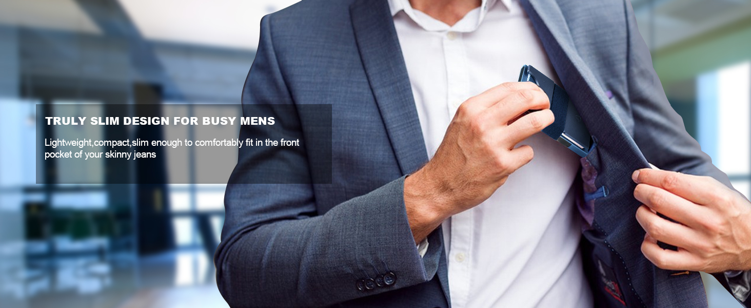 Чоловічий тонкий металевий картхолдер на 12 карт з RFID захистом, виштовхувальною кнопкою, Marineblau (морський синій)