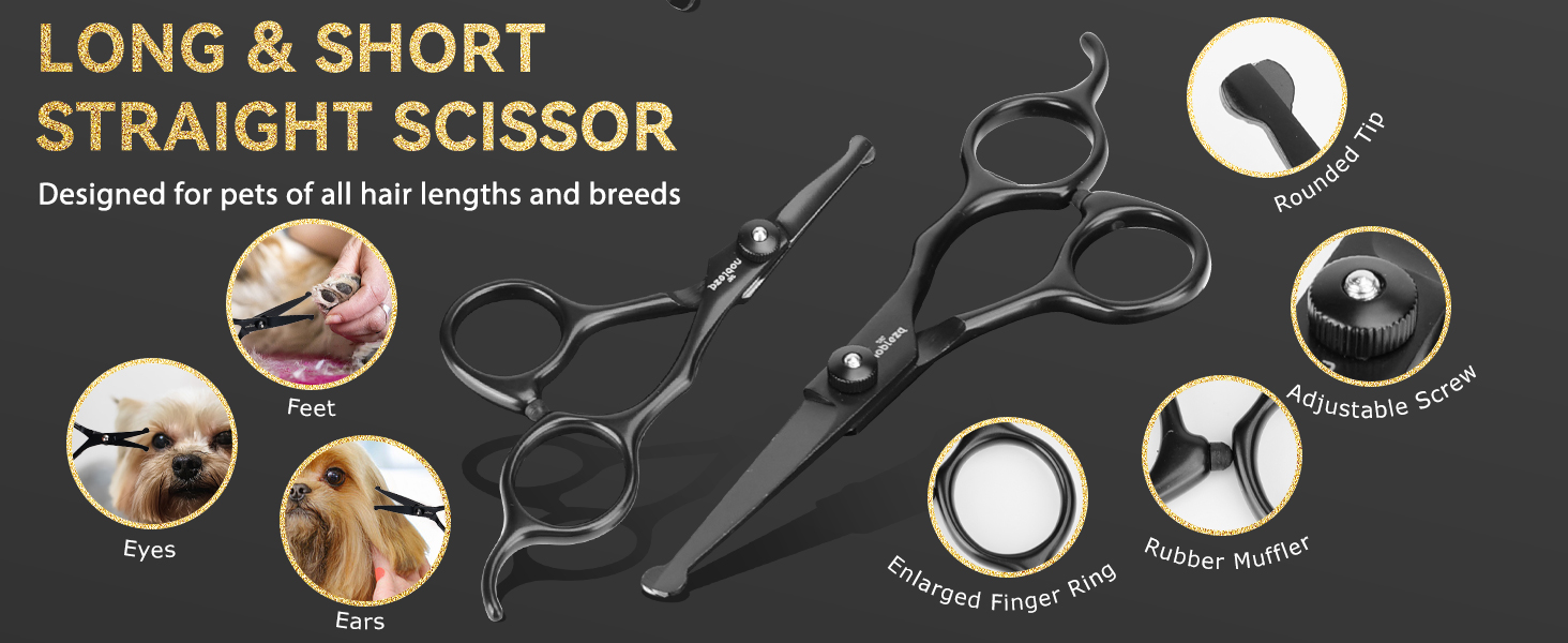 Набір професійних ножиць Nobleza для грумінгу собак та котів, 6 в 1, з нержавіючої сталі 4CR, з гребінцем для догляду за шерстю