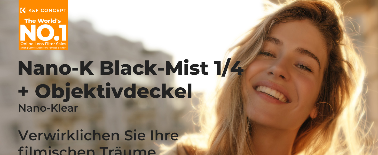 Фільтр K&F Concept Black Mist 1/4 58mm з кришкою об'єктива, мікрофіброю та захисним склом з 18-шаровим нанопокриттям (Nano Klear)