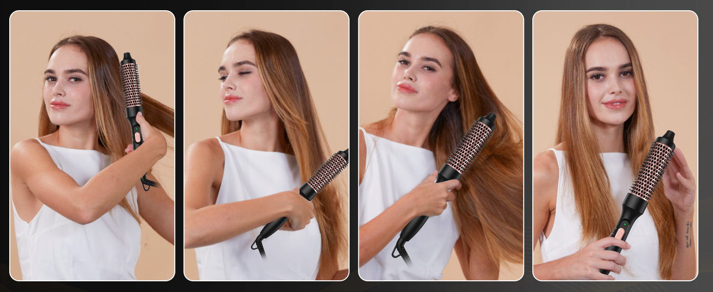 UKLISS Стайлер для волосся 6-в-1 Airbrush | Професійний набір Air Styler - 1000W | Фен-щітка, плойка, фен, для локонів, об'єму та випрямлення (Рожеве золото)