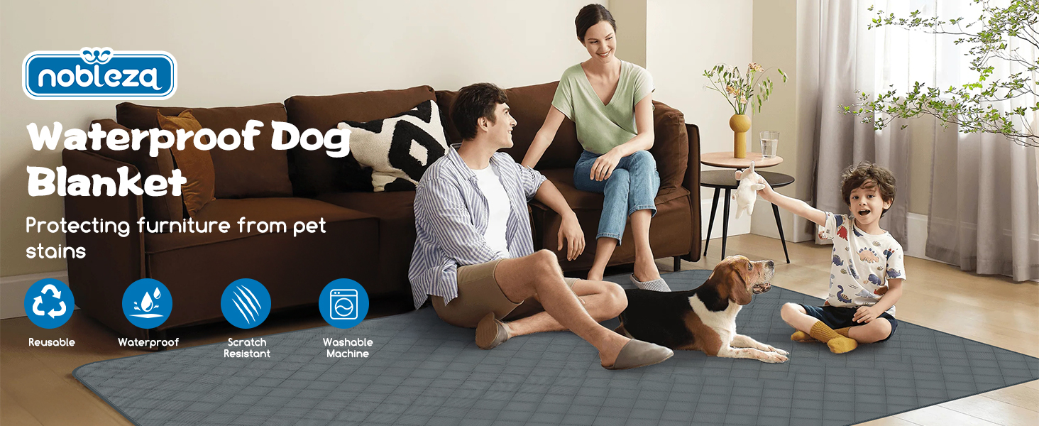 Водонепроникний килимок для собак Nobleza: захист диванів та ліжок, 178x76 см, сірий