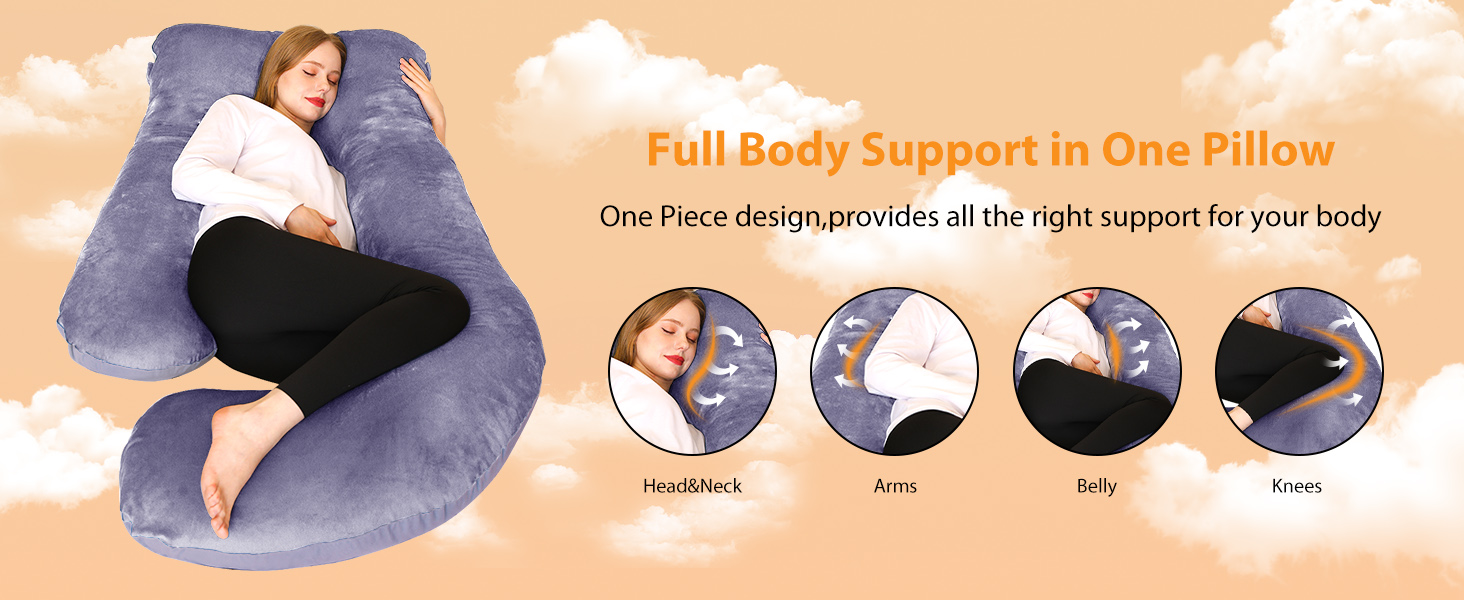 Ортопедична подушка для вагітних J-подібної форми, подушка для сну на боці, подушка для годування, велика подушка для сну, блакитний та сірий колір