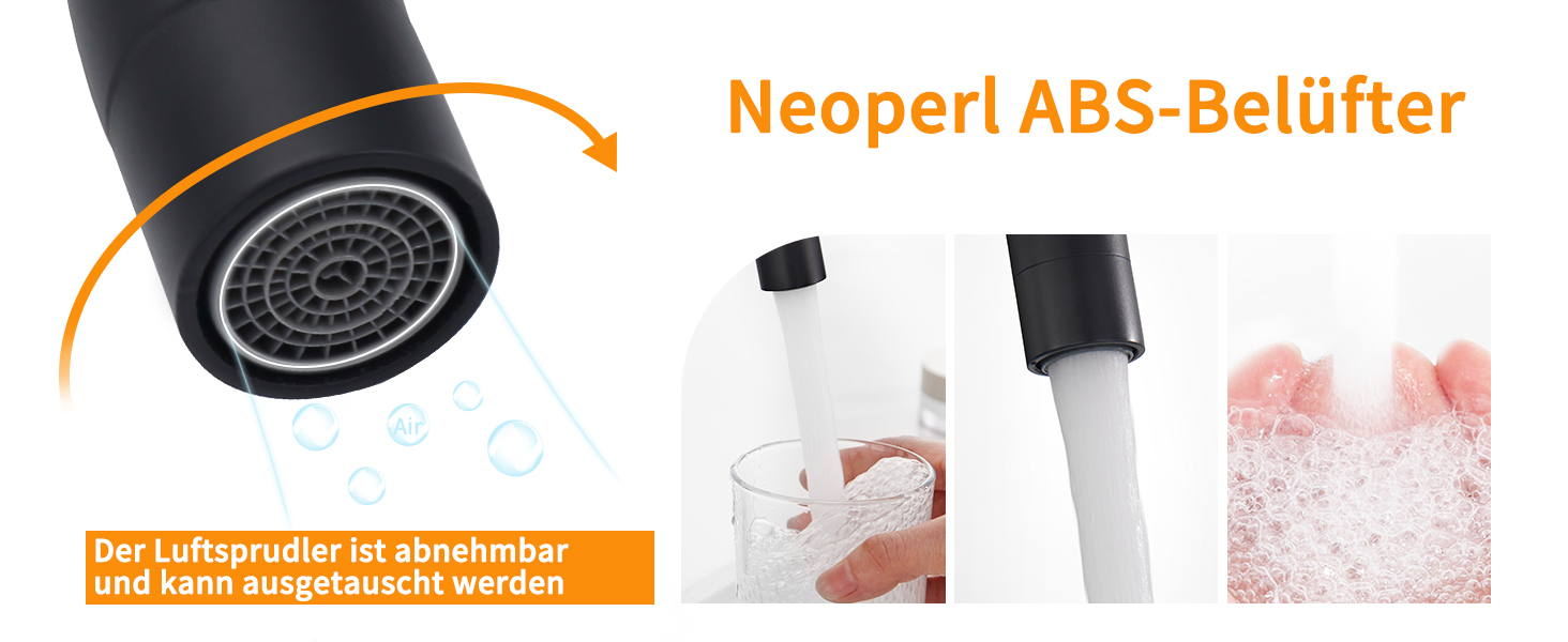 Кран кухонний HOMELODY чорного кольору, 360° поворотний, з високим виливом, з нержавіючої сталі, одноlever, G3/8 з'єднання