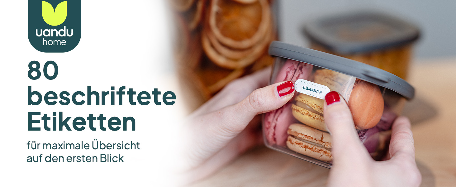 Контейнери для зберігання Uandu з кришкою, герметичні - набір 12 шт. | Організація кухні, зберігання продуктів | Без BPA | Кухонні контейнери для сухих продуктів (18 Mix-сірий)