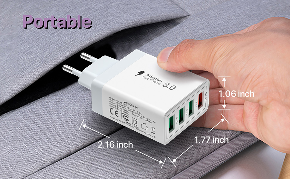 Зарядний пристрій USB-C 65W з кабелем, GaN 4-портовий швидкий заряд для MacBook, iPad, iPhone 15/16 Pro Max, Galaxy S23/S24 (2м USB-C - USB-C, білий)