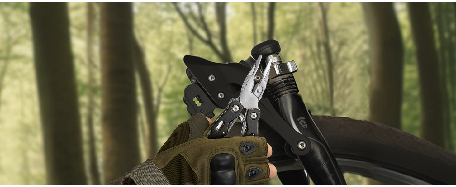 Morpilot Мультитул 25 в 1: багатофункціональний інструмент з нержавіючої сталі, 11 біт для шуруповерта, пліер, відкривачка для пляшок, карабін, з чохлом для кріплення до ременя