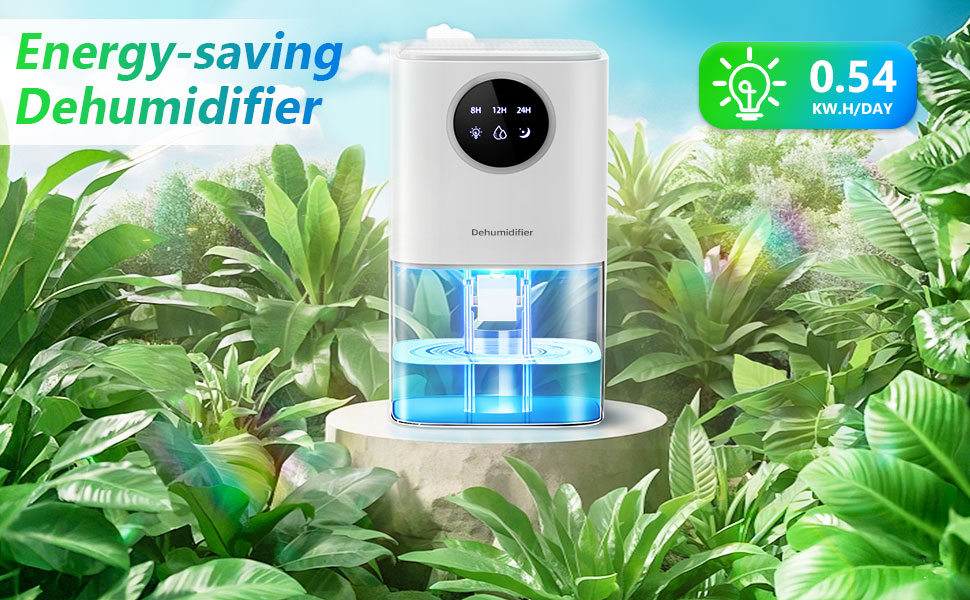 Електричний осушувач повітря для дому PKBOSS 1700ml - тихий, компактний, з нічним світлом та таймером для спальні, ванної кімнати, кухні. Захист від цвілі, білий