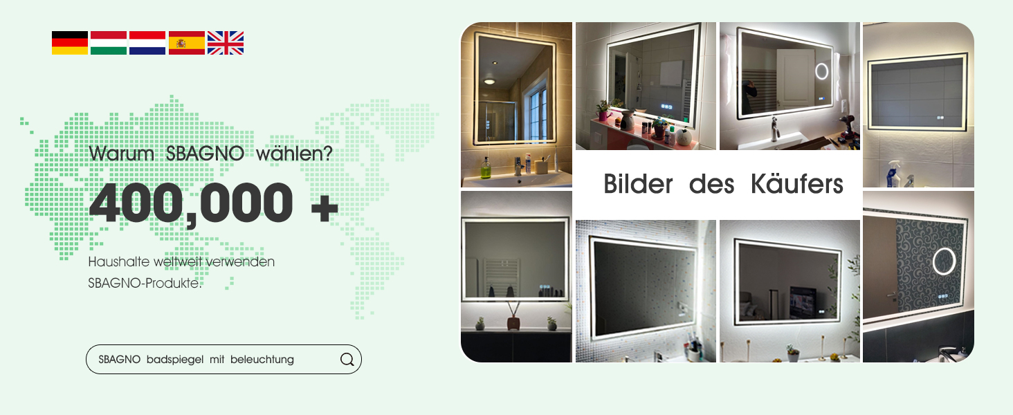 Дзеркало для ванної кімнати S'bagno з підсвічуванням 100x70 см, LED, з пам'яттю, антизапар, 3 колірні температури, регулювання яскравості, HD скло, IP44, горизонтальне/вертикальне (з 5-кратною лупою та Bluetooth)