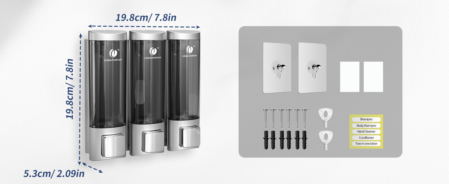 Ручний дозатор мила CHUANGDIAN, настінний, 200 мл, білий (трійка білий)