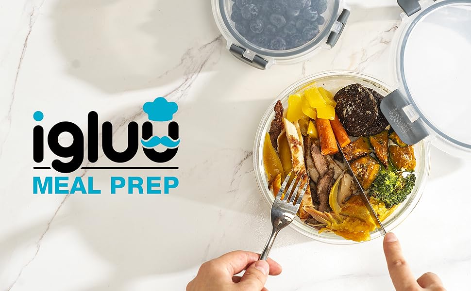 Набір контейнерів для їжі Igluu Meal Prep з боросилікатного скла (10 шт.) – мікрохвильовка, духовка, морозильник, посудомийна машина, не протікають, 370 та 1050 мл