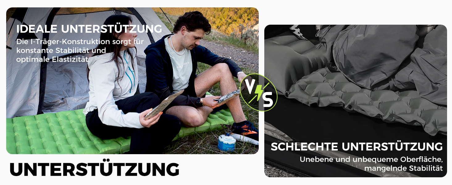 ATEPA ThermAir ізомат для кемпінгу та трекінгу, 6R, R-значення 6.6, 7 камер, компактний, з сумкою, 9см товщина, 9см зелений