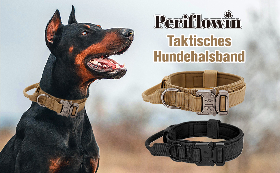 Тактичне обплетене нашийник для собак з ручкою та повідок, військовий стиль, м'яка підкладка, нейлон, регульований, середні та великі породи (Чорний, M)