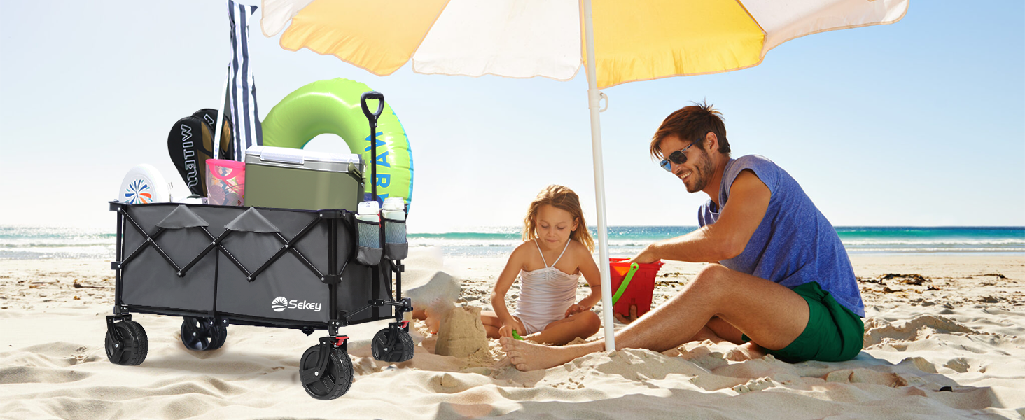 Візок-садок Sekey XXL Plus 200L, 200кг, гальма, широкі колеса, алюміній, антрацит