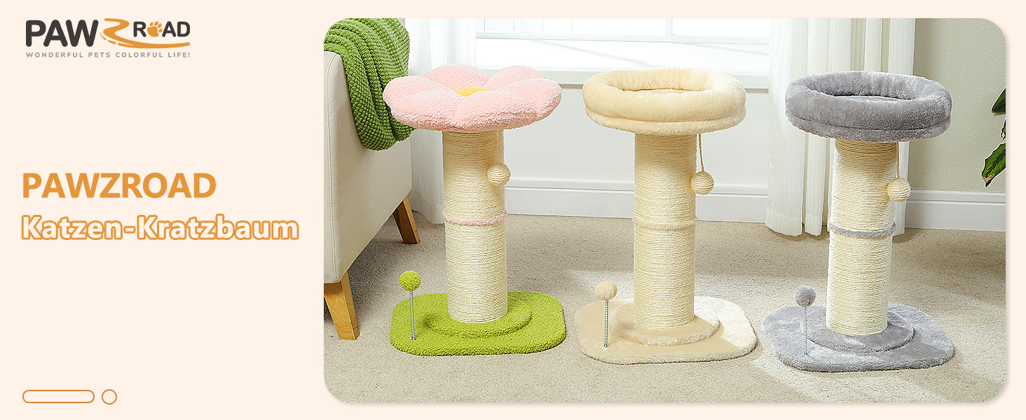 Котячий будиночок PAWZ Road: високий когтетоп з м'яким ліжком та іграшками, бежевий