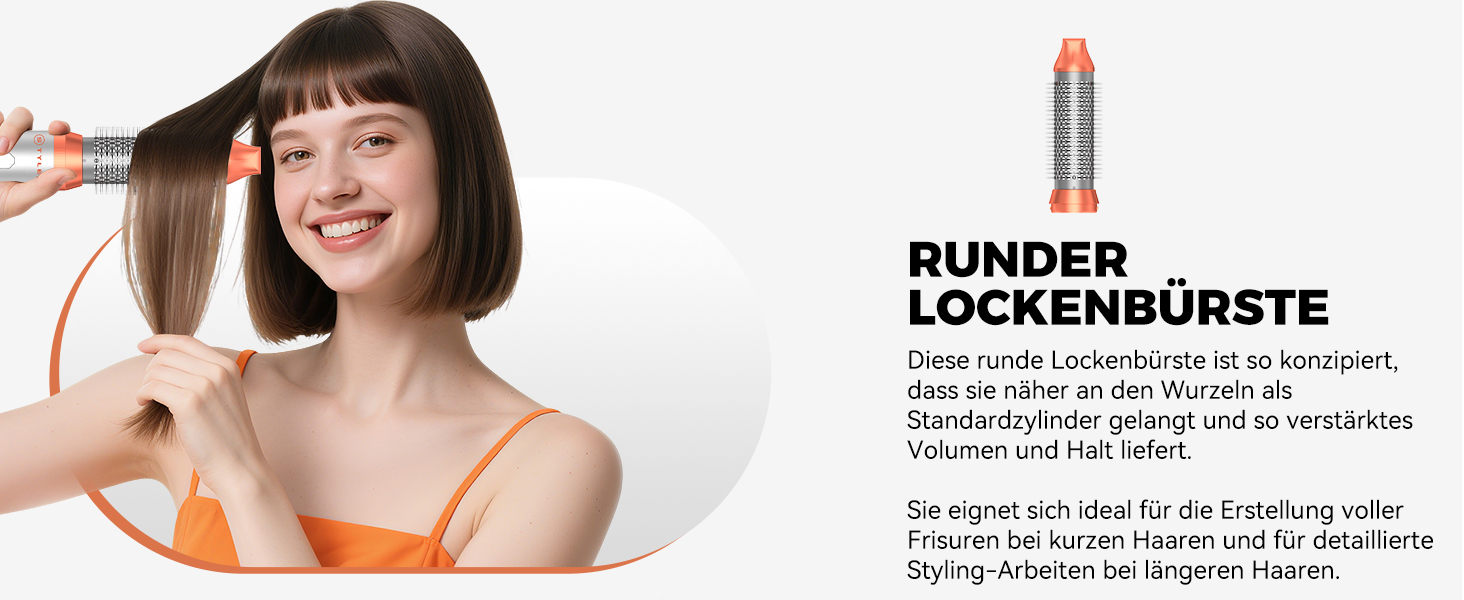 Air Styler Hair Stylers Airbrush 5-в-1: Мультистайлер, фен-щітка для об'єму, локонів, випрямлення та сушіння волосся (800 Вт, помаранчевий)