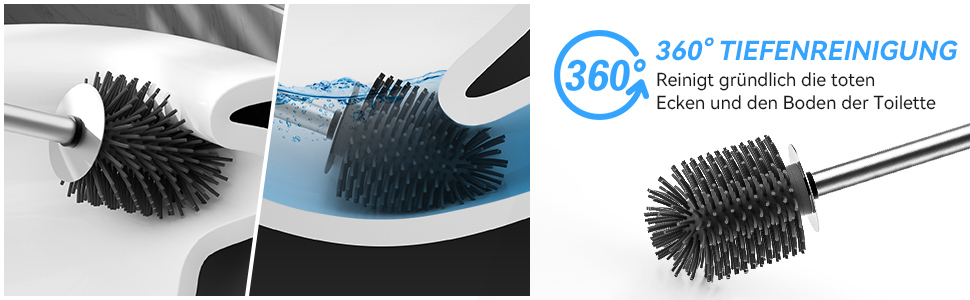 Щітка для унітазу з нержавіючої сталі 304, довговічна та надійна, сучасний дизайн, змінний насадок, для дому, офісу, готелю та апартаментів (Бурштун), насадка з силіконової щетини