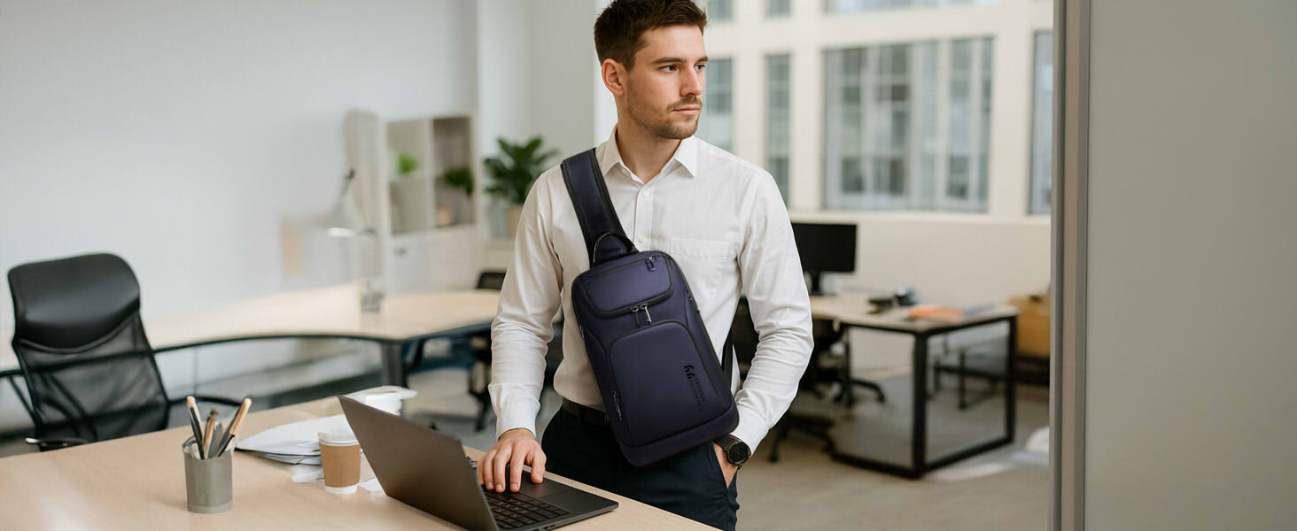 Чоловіча сумка-слінг через плече hk Crossbody, водовідштовхуюча нагрудна сумка з відділенням для планшета iPad 11.3