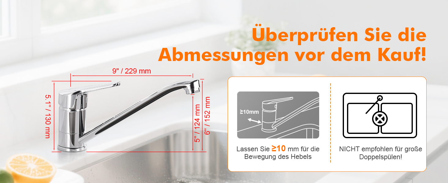 Змішувач для кухні Ibergrif M14450 з поворотним виливом 360°, керамічною картриджі та шлангами 40 см, хром/нержавіюча сталь