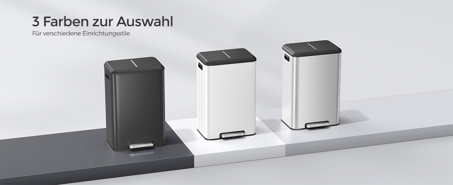 Відро для сміття SONGMICS 40 л з кришкою, педальним механізмом, Soft-Close, утримуванням кришки, срібне, LTB541E40