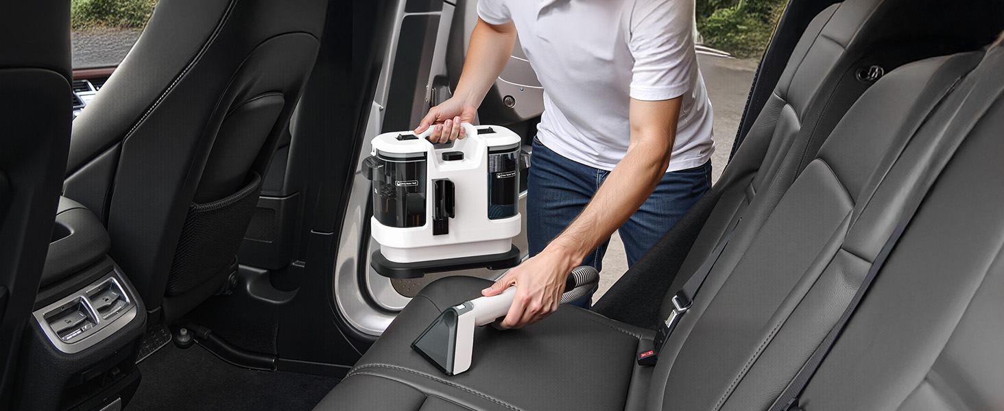 Lubluelu Пылесос для чищення мягкой мебели, 600 Вт - 18 кПа, для коврів, диванів та автосалонів, портативний, з самоочищенням та довгим шлангом (білий)