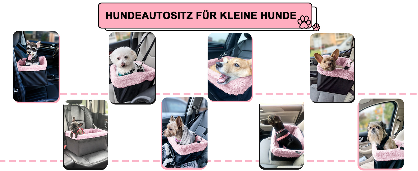 Автокрісло для собак UNICITII: безпечне та зручне місце для маленьких собак (до 20 кг), чорно-рожеве