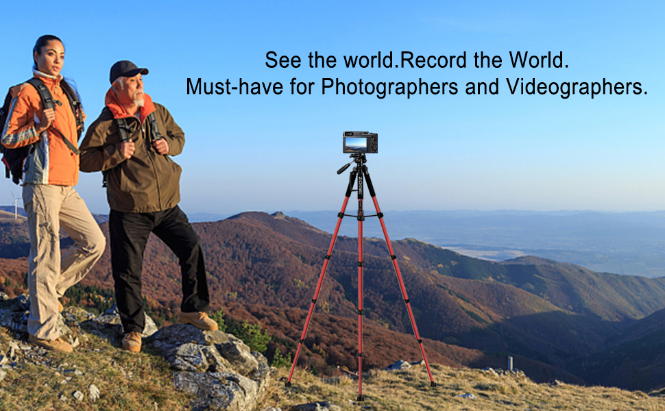 Штатив ZOMEi 188 см, професійний, для DSLR, телефонів, проекторів, телескопів (чорний/червоний)