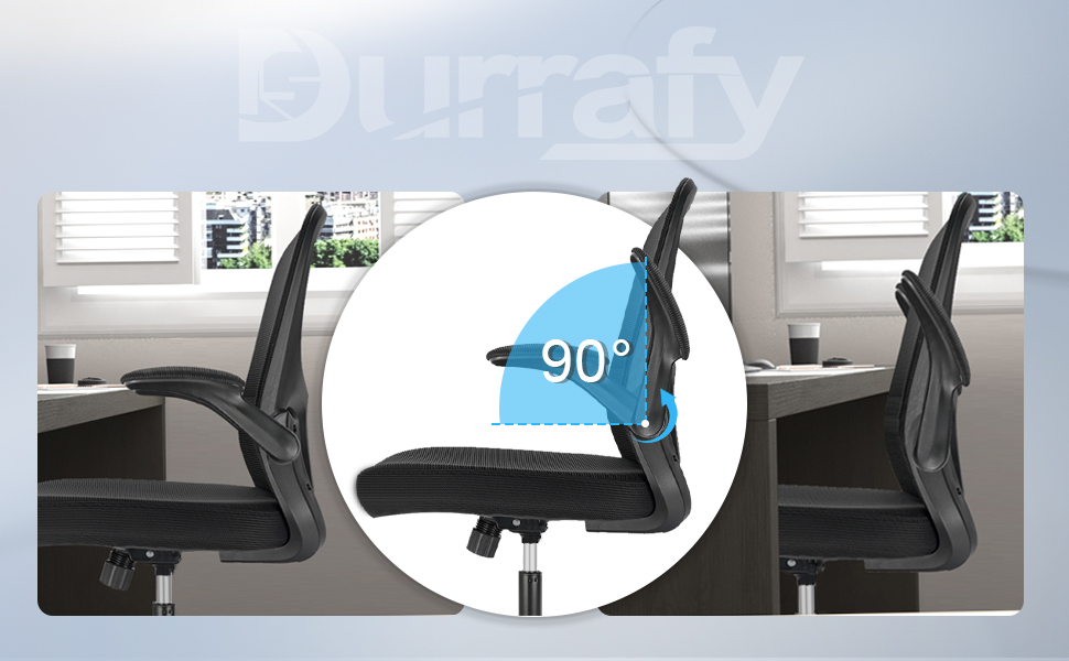 Ергономічне крісло для офісу та робочого столу з підйомними підлокітниками, регульованою підтримкою попереку, регульованою висотою поворотного сидіння та спинкою з сіткою, що нахиляється до 130°, чорне