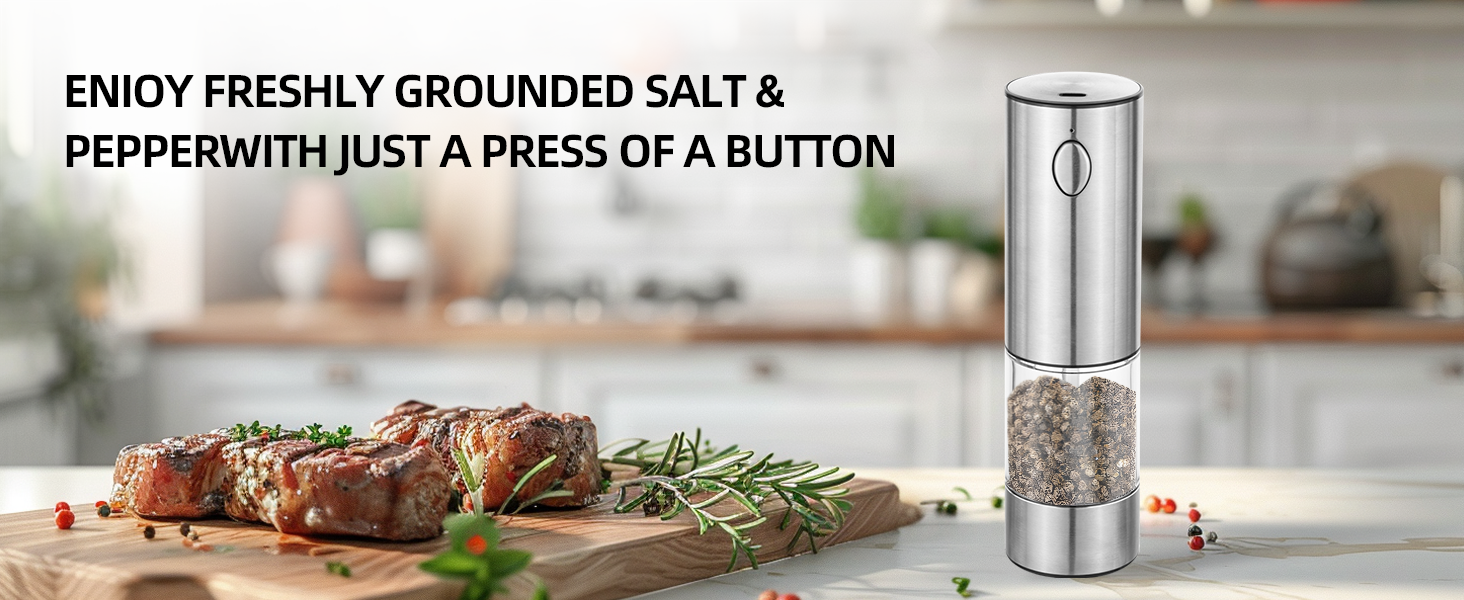 Електричний набір для солі та перцю з зарядною станцією, об'єм 110 мл, перезаряджувана солянка з 5 рівнями, керамічна млинка з щіткою (1 упаковка)
