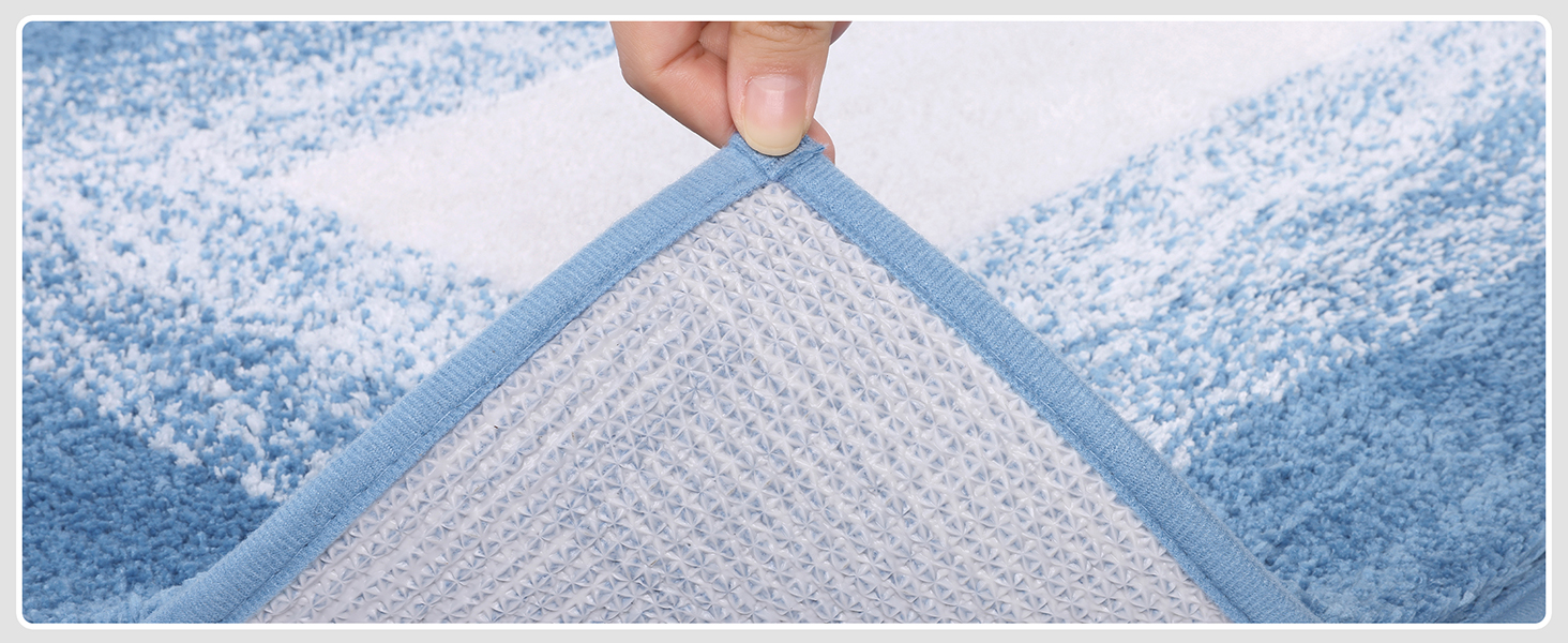 Super Soft Microfiber Bath Mat - Absorbent Non-Slip Bathroom Rug - Washable Shower Mat - 60x90cm Blue