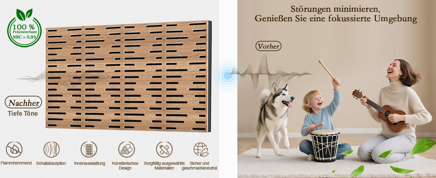 Акустичні панелі JBER для звукоізоляції стін, самоклеючі плити з імітацією горіха (4 шт), 60×30×4.5 см, тришарові декоративні панелі для студії звукозапису