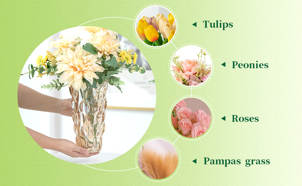 Скляна ваза для квітів Blumenvase Glas, 24 см, кришталева ваза, сучасний дизайн, велика ваза для букетів тюльпанів, декор для дому, подарунок на весілля, день матері, новосілля