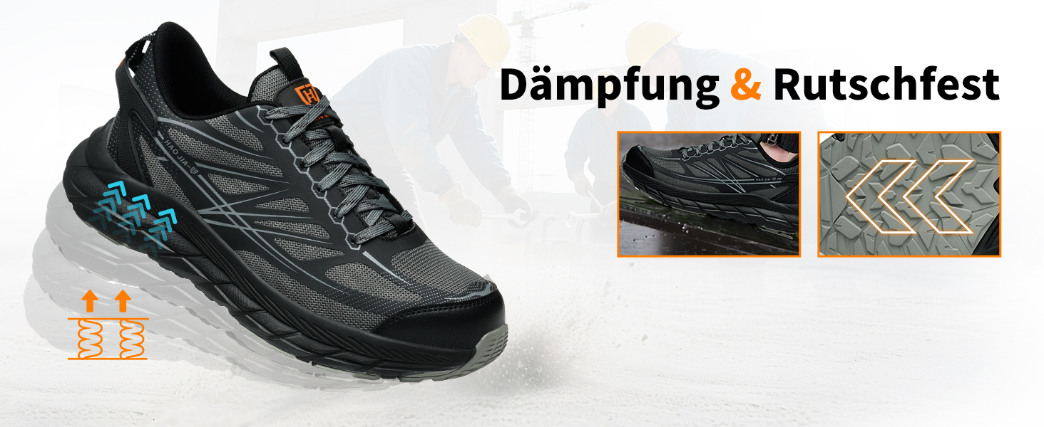 Черевики робочі чоловічі/жіночі, захисні черевики зі сталевим підноском, легкі, дихаючі, розмір EU 37-46, сірий, 44 EU