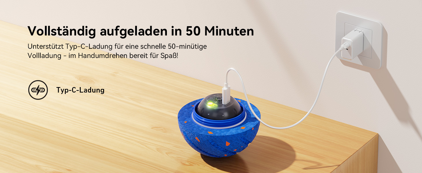 Інтерактивний собачий м'яч Wicked Ball Air з LED, саморухомий, 3 режими, інтелектуальна іграшка для собак, подарунок на день народження, синій