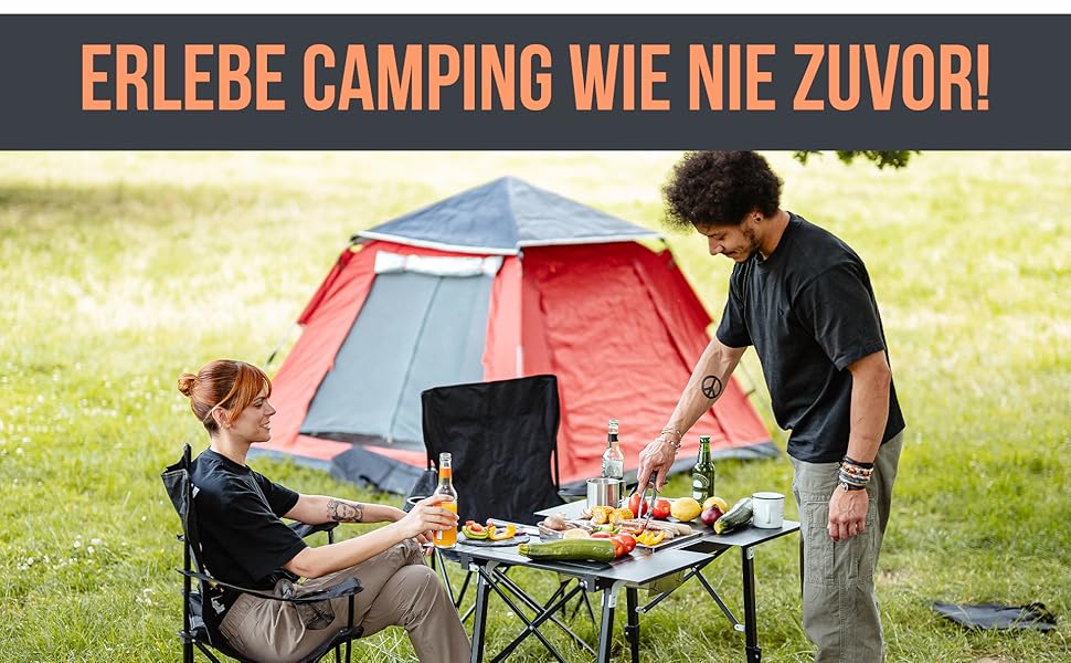 Стол для кемпінгу Castra Premium з грилем – алюміній 7075, регульована висота, вологостійкий, складаний, багатофункціональний, аксесуари для кемпінгу, саду, подорожей та риболовлі