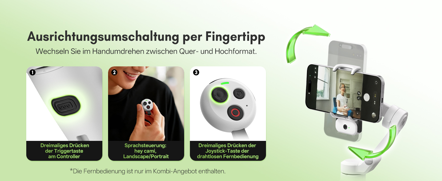 ZHIYUN Smooth Q5 Ultra Combo: Стабілізатор для смартфона з AI-трекінгом, керуванням голосом, пультом ДУ та світлом, 13.5год роботи, 3-осьовий