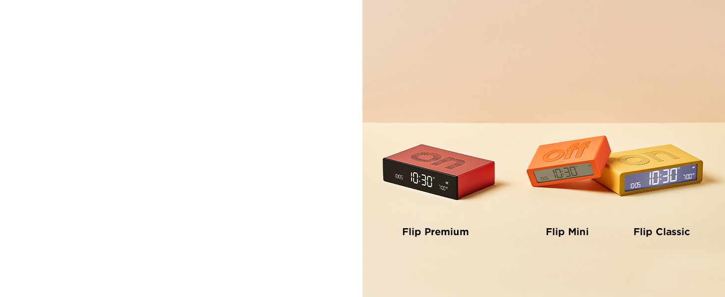 Lexon Flip Classic – цифровий будильник із реверсивними сторонами ВКЛ/ВИКЛ, нічний годинник з перезарядкою, LCD-дисплеєм, сенсором дотику для сну та підсвітки, рожевий