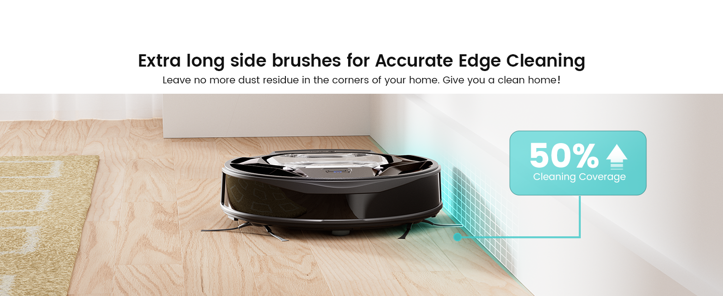 Робот-пилосос LEFANT M320 з функцією миття, потужність 6000 Па, уникнення перешкод, розпізнавання килимів, керування через додаток/Alexa, зона заборони, чорний