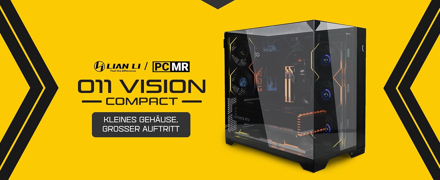 Корпус Lian Li O11 Vision Compact для ігрового ПК ATX, білий - Midi Tower з темперованим склом, підтримка відеокарт до 408 мм, радіаторів до 360 мм, білий корпус з сталі та алюмінію