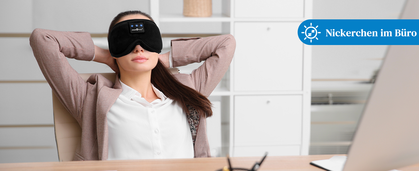 Маска для сну з навушниками Musicozy 3D Bluetooth, повна затемнення, для сну, подорожей, відпочинку та медитації