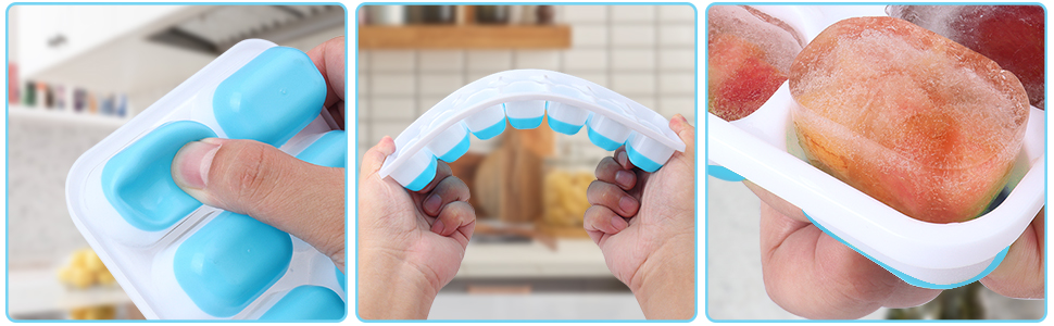 Силіконова форма для льоду з кришкою, BPA-free, набір 8 шт, штабельовані контейнери для коктейлів, віскі та кави (чорний та сірий)