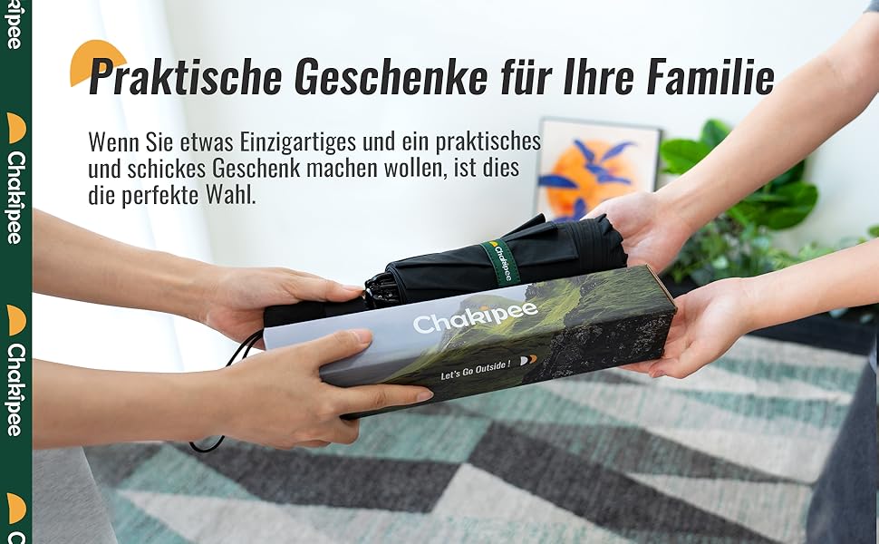 Чакіпі Чакіпі Kompakter Reise Regenschirm: Великий, стійкий до вітру, складаний парасоль для чоловіків та жінок, автоматичний, чорний, 105 см розмах