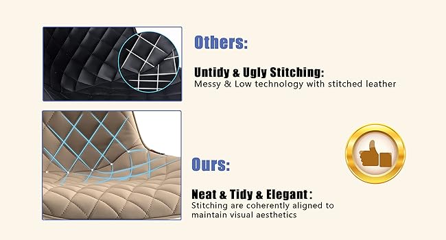 YOUNIKE Adjustable Bar Stools 2-Pack - Modern Kitchen Barstools with PU Leather Upholstery, Swivel Metal Bar Chairs for Counter/Island - Khaki Net Khaki